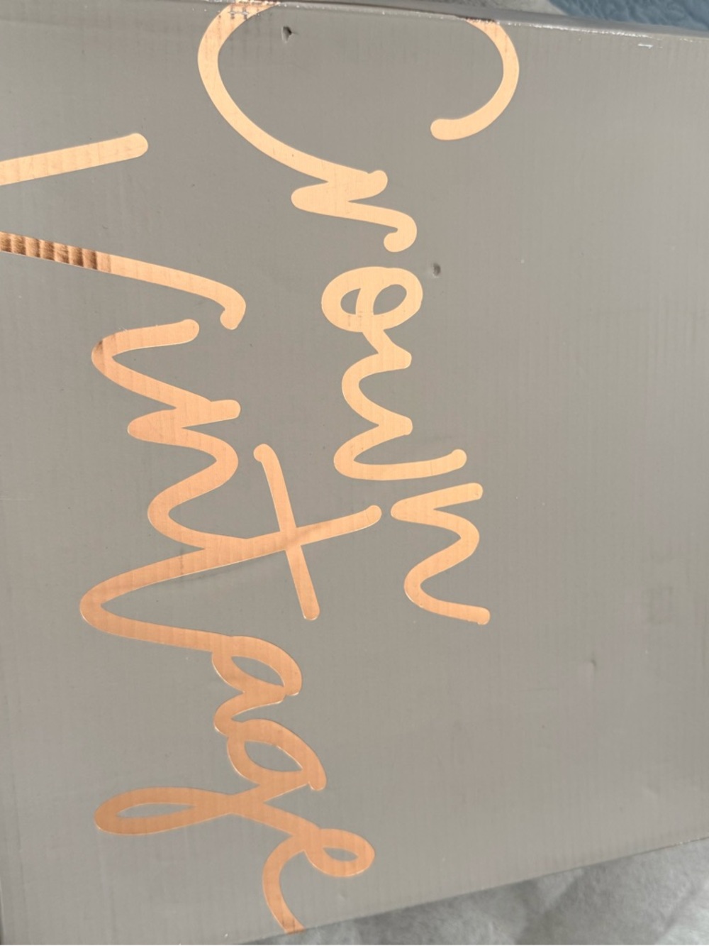 Cream Decorative Box with Metallic Rose Gold Script